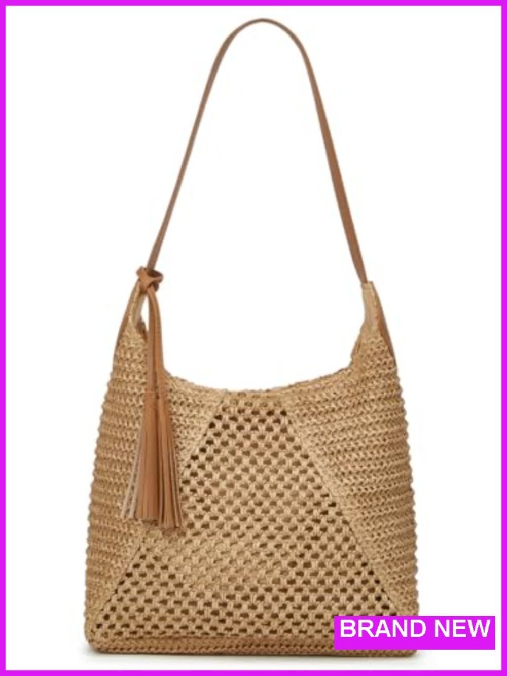 Straw Woven Shoulder Bag Large Casual Tote Tassel Trendy Beach Handbag Vacation